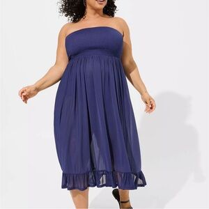 Torrid Strapless Navy Dress